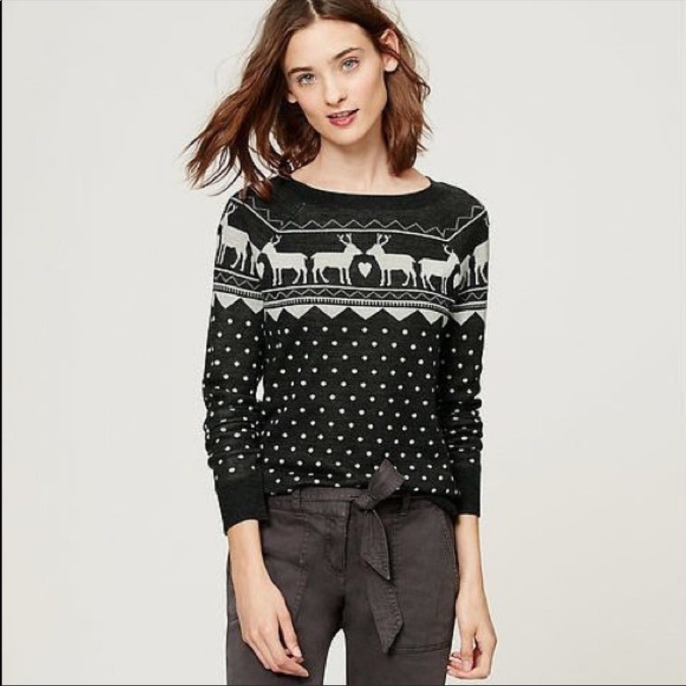 Loft Fair Isle Reindeer Sweater size Small